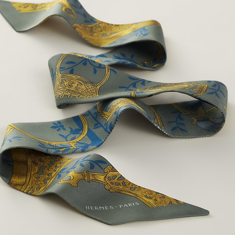 Etriers Remix Twilly絲巾- 綠色| Hermès 愛馬仕台灣地區官網